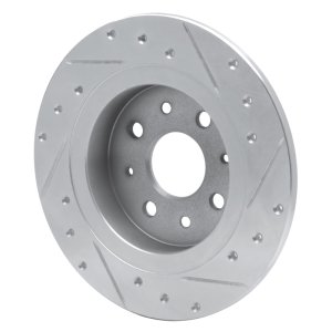 Kia Sephia Brake Rotor (1) - Rear Left - R1 Concepts - Drilled & Slotted - Silver - `98-`03
